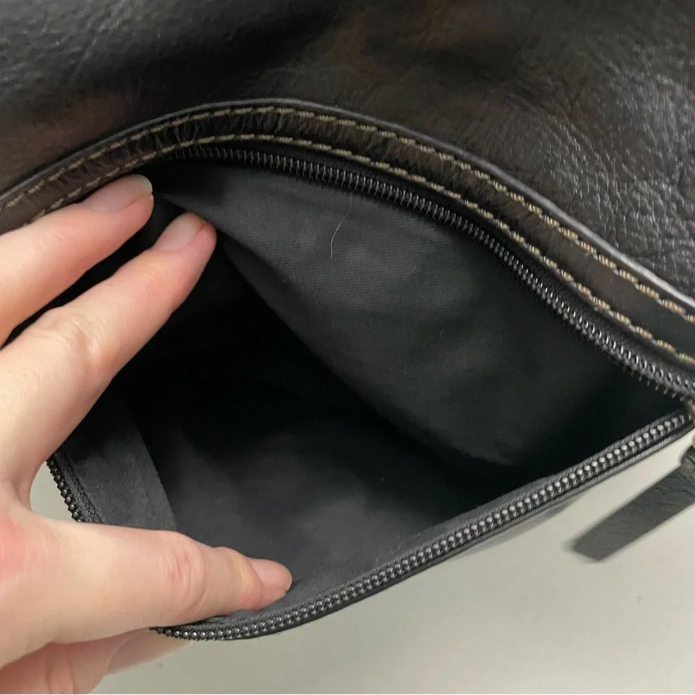 Vintage Fossil Purse Crossbody Leather Pockets Buckle Adjustable Black Bronze - Picture 7 of 16